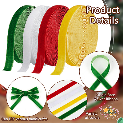 20Yards 4 Colors Single Face Velvet Ribbon SRIB-PH0001-46A-1