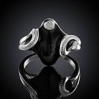 Fashionable Brass Enamel Rhombus Finger Rings RJEW-BB07415-8-1