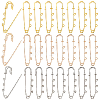 30Pcs 3 Colors Iron Safety Pin Brooch IFIN-SC0002-11-1