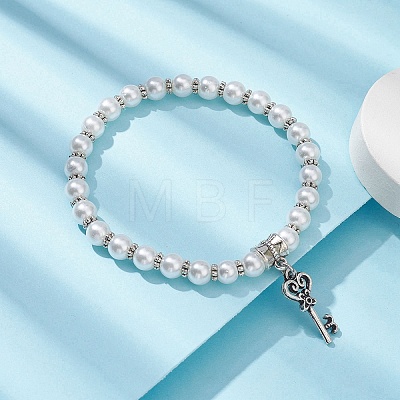 Glass Pearl Beaded Stretch Bracelets BJEW-JB09696-02-1