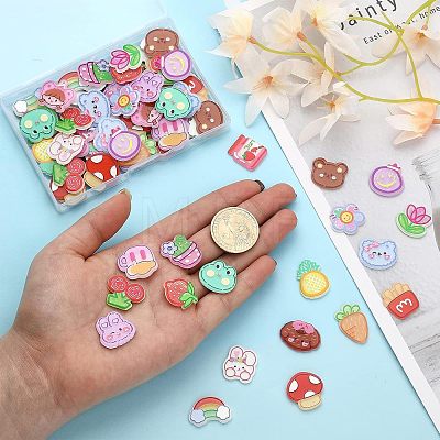 80Pcs 20 Style Printed Acrylic Cabochons OACR-CA0001-19-1