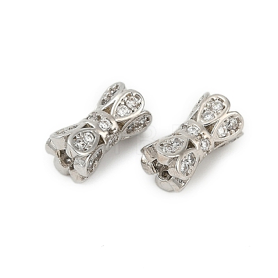 Brass Micro Pave Clear Cubic Zirconia Screw Clasps KK-H202-09A-P-1