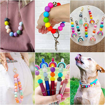45Pcs 3 Colors Round Silicone Focal Beads SIL-TAD0001-01H-1