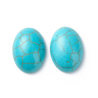 Craft Findings Dyed Synthetic Turquoise Gemstone Flat Back Cabochons TURQ-S276-13x18mm-01-1