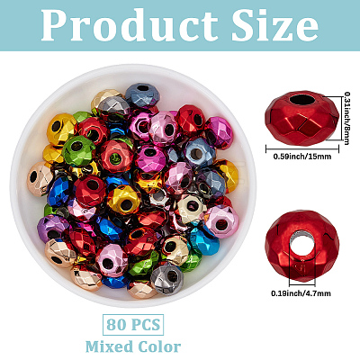 80Pcs UV Plating Acrylic European Beads OACR-PA0001-86-1