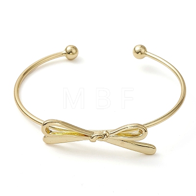 Bowknot Brass Cuff Bangles BJEW-D039-37B-G-1