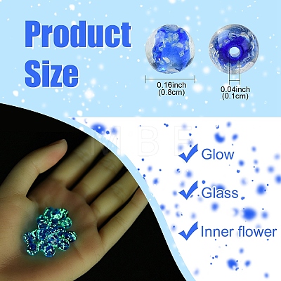 20Pcs Handmade Luminous Lampwork Beads LAMP-YW0001-21-1