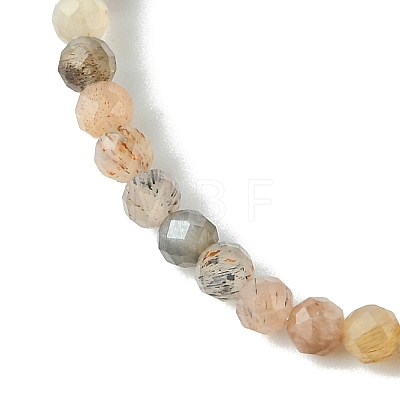 Natural Multi-Moonstone Faceted Round Beaded Stretch Bracelets for Women BJEW-JB10842-02-1