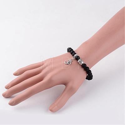 Tibetan Style Alloy Om Symbol Charm Bracelets BJEW-JB02421-1