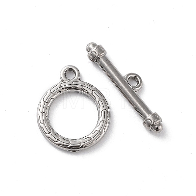 Non-Tarnish 304 Stainless Steel Ring Toggle Clasps X-STAS-A092-09E-P-1