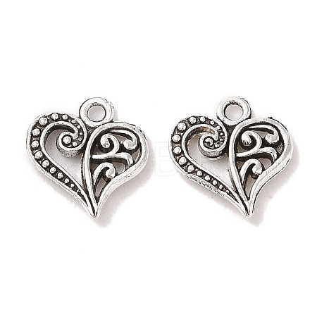 Tibetan Style Filigree Alloy Heart Charms LS-TIBEP-0277-AS-RS-1