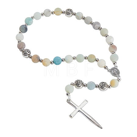 Alloy  Natural Flower Amazonite Beads Pendant Decorations HJEW-HS00104-1