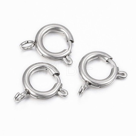 Tarnish Resistant 304 Stainless Steel Smooth Surface Spring Ring Clasps STAS-H396-C-02P-1