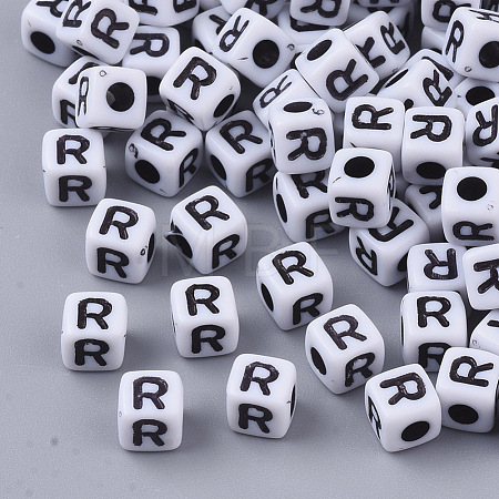 White Opaque Acrylic Beads MACR-R869-02R-1