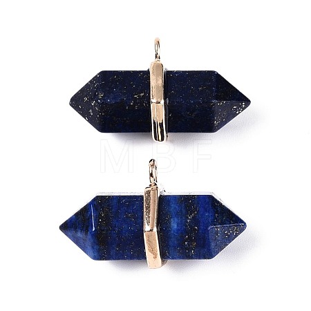 Natural Lapis Lazuli Double Terminal Pointed Pendants G-N345-09E-1