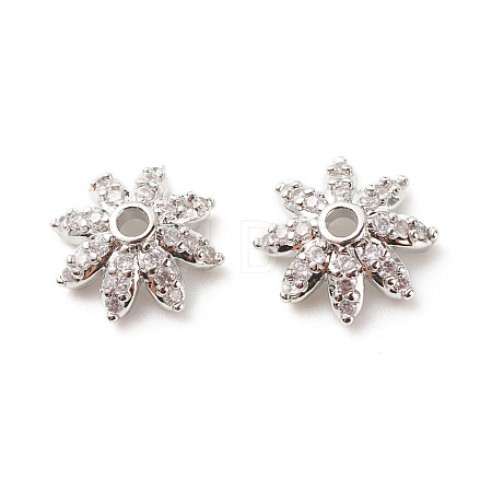 Brass Micro Pave Clear Cubic Zirconia Bead Caps KK-G420-31P-1