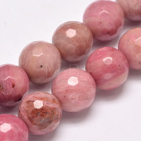 Faceted Natural Rhodonite Round Bead Strands G-M289-02-8mm-1
