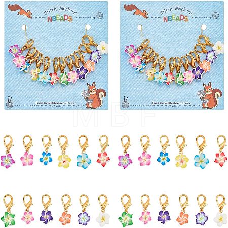 24Pcs Handmade Polymer Clay Flower Pendant Decorations HJEW-NB0001-58-1