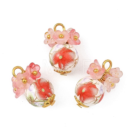 Printed Handmade Porcelain Beads Pendants PALLOY-JF05907-01-1