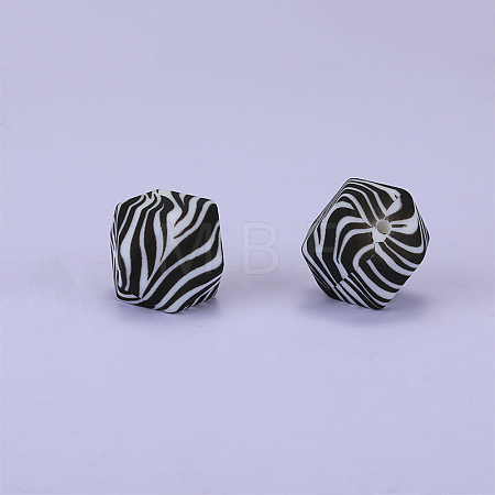 Colorful Pattern Printed Silicone Focal Beads SI-JX0022A-12-1