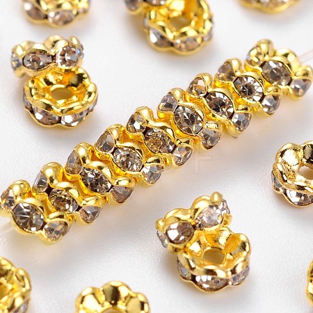 Brass Rhinestone Spacer Beads RSB031NF-01G-1