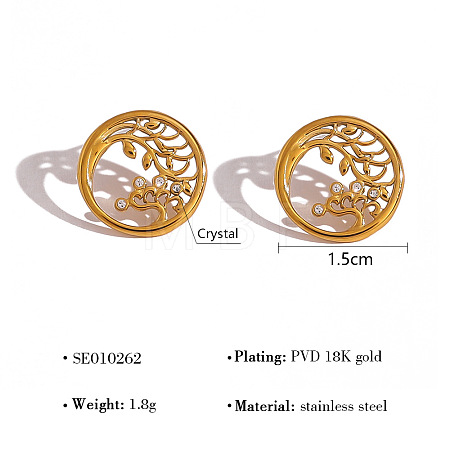 304 Stainless Steel Rhinestone Stud Earrings WGBC621-05-1
