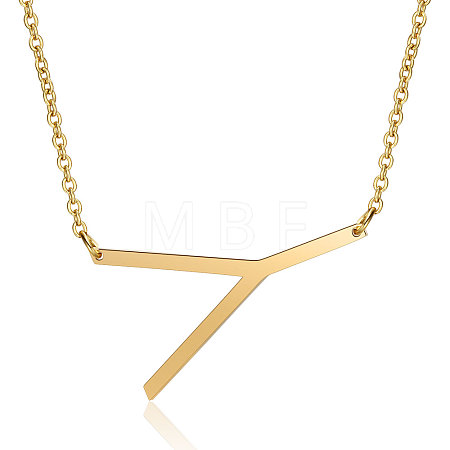 201 Stainless Steel Initial Pendants Necklaces NJEW-S069-JN004D-Y-1