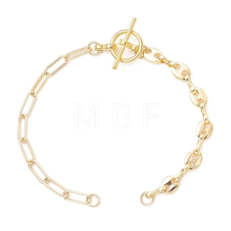 Brass Coffee Bean Chain and Paperclip Chain Bracelet Making AJEW-JB01566-1