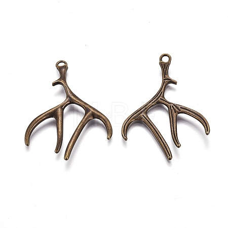 Tibetan Style Alloy Deer Antler Pendants LS-TIBEP-S261-AB-FF-1