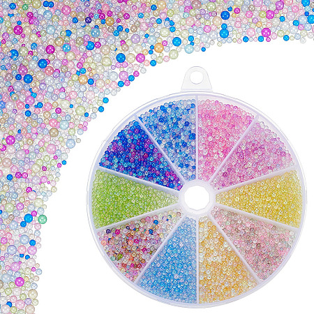 120g 10 Colors AB Color Plated 3D Nail Art Glass Mini Ball Beads MRMJ-PH0003-05-1