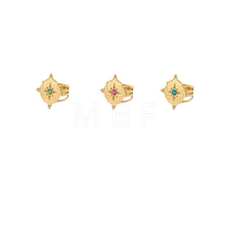 3pcs 304 Stainless Steel Micro Pave Cubic Zirconia Rings for Women STAS-OY008-25G-1