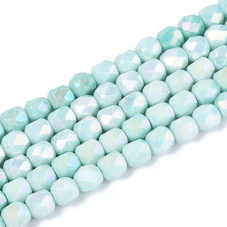 Anti-Tarnish Electroplate Glass Beads Strands GLAA-N057-6mm-02-1