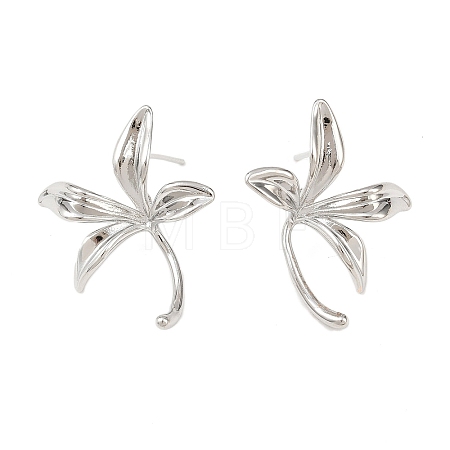 Flower Brass Stud Earring Findings KK-F921-01P-1
