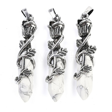 Natural Howlite Faceted Double Termimal Pointed Big Pendants G-P547-03AS-10A-1
