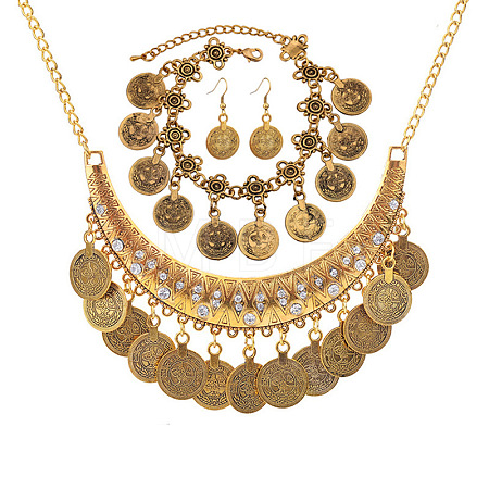 Alloy Rhinestone Coin Jewelry Sets FS-WGB72F4-05-1