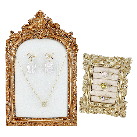 1Pc Arch Shape Resin & Velvet Photo Frame Necklace Display Stands NDIS-NB0001-11-1