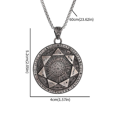 Alloy Gothic Seven Archangels Seal Magic Circle Pendant Necklaces for Men WG0D1B4-01-1