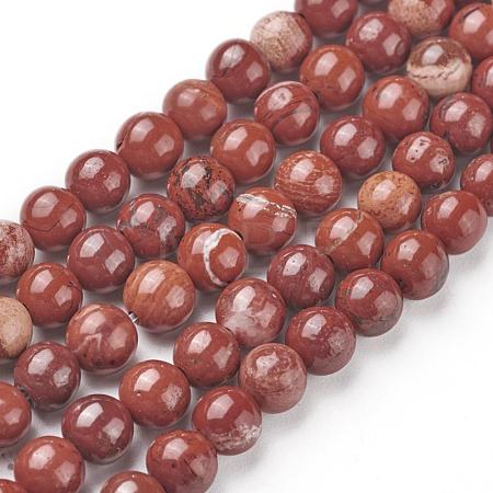 Natural Red Jasper Beads Strands G-F348-02-6mm-1
