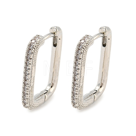 Brass with Cubic Zirconia Hoop Earrings EJEW-G363-18P-1