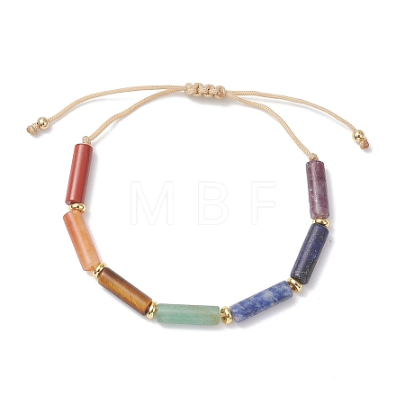 7 Chakra Column Natural Mixed Gemstone Beaded Braided Bead Bracelets for Women Men BJEW-JB12827-1