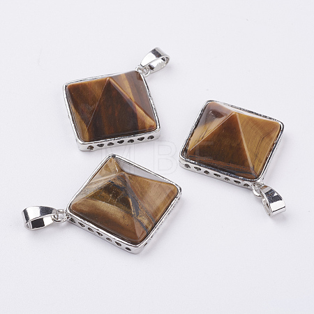 Natural Tiger Eye Pendants G-E442-02D-1