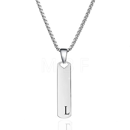 304 Stainless Steel Rectangle with Letter Pendant Box Chain Necklaces FS-WGD7C78-12-1