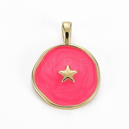 Brass Enamel Pendants KK-Q283-057L-NR-1