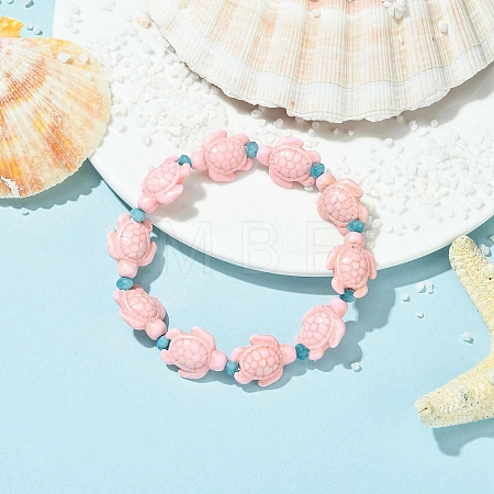 Synthetic Turquoise Beads Stretch Bracelets for Women BJEW-JB13598-01-1