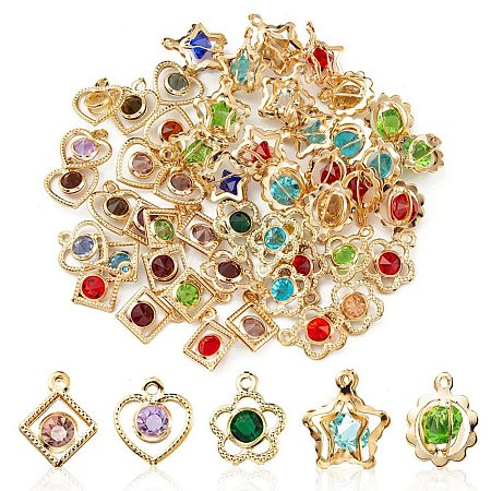 50Pcs 5 Style Rack Plating Iron Charms FIND-YW0003-88-1