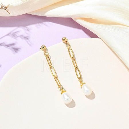 304 Stainless Steel Paperclip Stud Dangle Earring for Women EJEW-JE07186-1