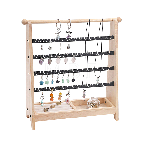 5-Tier Detachable Wooden Jewelry Display Stands with Tray NDIS-WH0006-14-1