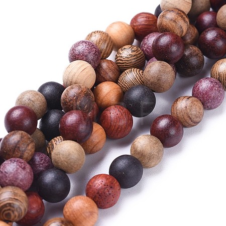 Natural Wood Beads Strands WOOD-F008-07-B-1