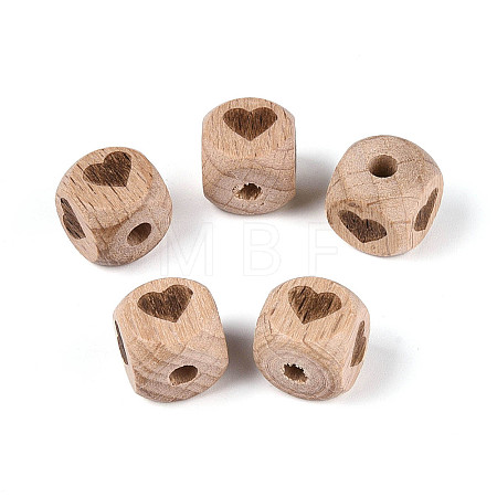 Engraved Beech Wood Beads WOOD-N022-06B-1