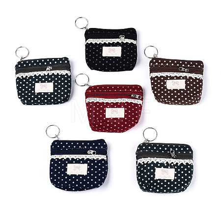 Polka Dot Cotton Cloth Wallets AJEW-N003-09-1